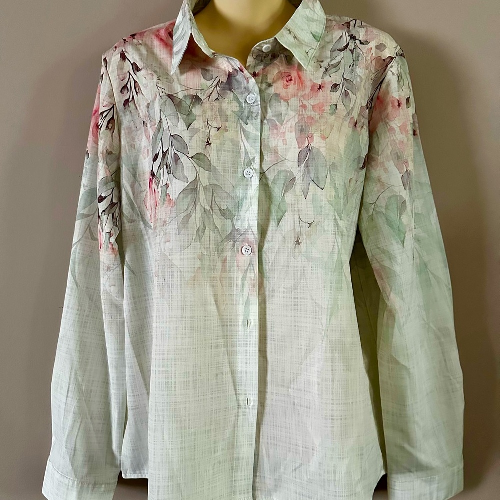 White and Gray Button Down Shirt with Dress Shirt Collar